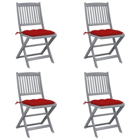 Klappbare Gartenstühle 4 Stück Kissen massives Akazienholz von vidaXL, Gartenstühle - Ref: Foro24-3064584, Preis: 209,97 €, R...