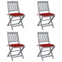 Klappbare Gartenstühle 4 Stück Kissen massives Akazienholz von vidaXL, Gartenstühle - Ref: Foro24-3064584, Preis: 209,97 €, R...