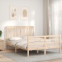 Double bed frame with solid wood headboard by vidaXL, Beds and slatted bases - Ref: Foro24-3194216, Price: 120,14 €, Discount: %