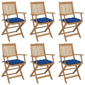 Klappbare Gartenstühle 6 Stück und Kissen aus massivem Akazienholz von vidaXL, Gartenstühle - Ref: Foro24-3074965, Preis: 335...