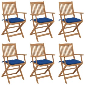 Klappbare Gartenstühle 6 Stück und Kissen aus massivem Akazienholz von vidaXL, Gartenstühle - Ref: Foro24-3074965, Preis: 347...