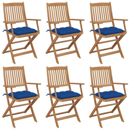 Klappbare Gartenstühle 6 Stück und Kissen aus massivem Akazienholz von vidaXL, Gartenstühle - Ref: Foro24-3074965, Preis: 347...