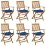 Klappbare Gartenstühle 6 Stück und Kissen aus massivem Akazienholz von vidaXL, Gartenstühle - Ref: Foro24-3074965, Preis: 347...