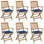 Klappbare Gartenstühle 6 Stück und Kissen aus massivem Akazienholz von vidaXL, Gartenstühle - Ref: Foro24-3074965, Preis: 347...