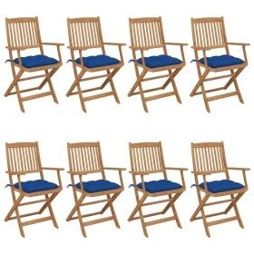 Folding garden chairs 8 pcs solid acacia wood and cushions by vidaXL, Garden chairs - Ref: Foro24-3074992, Price: 441,21 €, D...