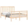 Double bed frame with solid wood headboard by vidaXL, Beds and slatted bases - Ref: Foro24-3194216, Price: 120,14 €, Discount: %