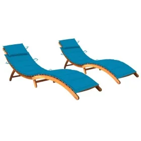 2 sun loungers with solid acacia wood and cushions by vidaXL, Loungers - Ref: Foro24-3077365, Price: 347,39 €, Discount: %