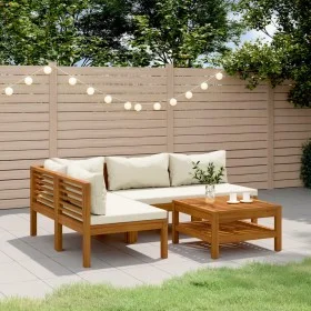 Garden furniture set 5 pieces with cream cushions solid acacia wood by vidaXL, Garden sets - Ref: Foro24-3086951, Price: 684,...