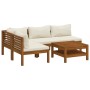 Gartenmöbel 5 Stk. cremefarbene Kissen massives Akazienholz von vidaXL, Gartensets - Ref: Foro24-3086951, Preis: 699,21 €, Ra...