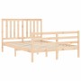 Double bed frame with solid wood headboard by vidaXL, Beds and slatted bases - Ref: Foro24-3194216, Price: 120,14 €, Discount: %