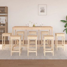 Set de bar 9 piezas madera maciza de pino by vidaXL, Furniture sets for kitchens and dining rooms - Ref: Foro24-3124717, Pric...