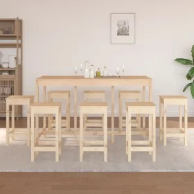 Set de bar 9 piezas madera maciza de pino by vidaXL, Furniture sets for kitchens and dining rooms - Ref: Foro24-3124717, Pric...