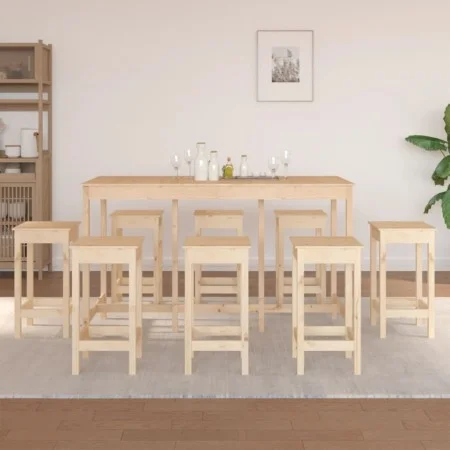 Set de bar 9 piezas madera maciza de pino by vidaXL, Furniture sets for kitchens and dining rooms - Ref: Foro24-3124717, Pric...