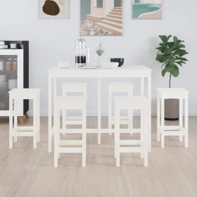 7-teiliges Bar-Set massives Zirbenholz weiß von vidaXL, Möbelsets für Küchen und Esszimmer - Ref: Foro24-3124708, Preis: 423,...
