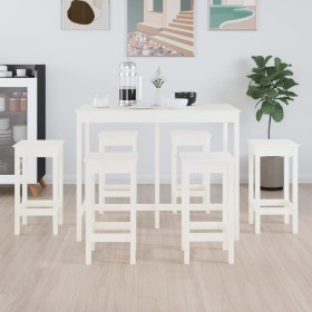 Set de bar 7 piezas madera maciza de pino blanco de vidaXL, muebles para cocinas y comedores - Ref: Foro24-3124708, Precio: 4...