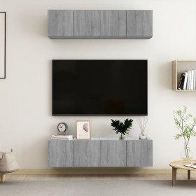 Muebles TV de pared 4 uds contrachapada gris Sonoma 60x30x30 cm