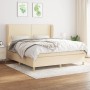 Box spring bed with cream fabric mattress 160x200 cm by vidaXL, Beds and slatted bases - Ref: Foro24-3128458, Price: 607,25 €...