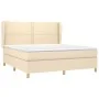 Box spring bed with cream fabric mattress 160x200 cm by vidaXL, Beds and slatted bases - Ref: Foro24-3128458, Price: 583,21 €...