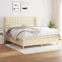 Box spring bed with cream fabric mattress 160x200 cm by vidaXL, Beds and slatted bases - Ref: Foro24-3128858, Price: 609,63 €...
