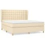 Box spring bed with cream fabric mattress 160x200 cm by vidaXL, Beds and slatted bases - Ref: Foro24-3128858, Price: 609,63 €...