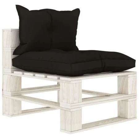 Central sofa made of pallets for wooden garden with black cushions by vidaXL, Outdoor sofas - Ref: Foro24-3052350, Price: 86,...