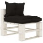 Central sofa made of pallets for wooden garden with black cushions by vidaXL, Outdoor sofas - Ref: Foro24-3052350, Price: 88,...