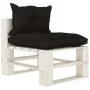 Central sofa made of pallets for wooden garden with black cushions by vidaXL, Outdoor sofas - Ref: Foro24-3052350, Price: 86,...