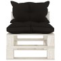 Central sofa made of pallets for wooden garden with black cushions by vidaXL, Outdoor sofas - Ref: Foro24-3052350, Price: 88,...