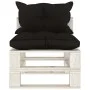 Central sofa made of pallets for wooden garden with black cushions by vidaXL, Outdoor sofas - Ref: Foro24-3052350, Price: 86,...