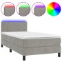 Cama box spring colchón y LED terciopelo gris claro 100x200 cm de vidaXL, Camas y somieres - Ref: Foro24-3134267, Precio: 304...