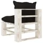 Central sofa made of pallets for wooden garden with black cushions by vidaXL, Outdoor sofas - Ref: Foro24-3052350, Price: 86,...