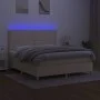 Boxspringbett-Matratze und LED-Leuchten, cremefarbener Stoff, 160 x 200 cm von vidaXL, Betten und Lattenroste - Ref: Foro24-3...