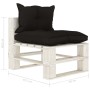 Central sofa made of pallets for wooden garden with black cushions by vidaXL, Outdoor sofas - Ref: Foro24-3052350, Price: 88,...