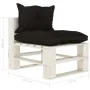 Central sofa made of pallets for wooden garden with black cushions by vidaXL, Outdoor sofas - Ref: Foro24-3052350, Price: 86,...