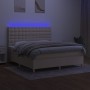 Cama box spring colchón y luces LED tela crema 160x200 cm de vidaXL, Camas y somieres - Ref: Foro24-3135770, Precio: 584,19 €