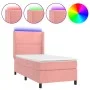Box spring bed with mattress and LED pink velvet 80x200 cm by vidaXL, Beds and slatted bases - Ref: Foro24-3139474, Price: 33...