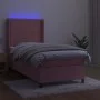 Box spring bed with mattress and LED pink velvet 80x200 cm by vidaXL, Beds and slatted bases - Ref: Foro24-3139474, Price: 33...