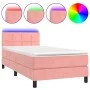 Box spring bed with mattress and LED pink velvet 80x200 cm by vidaXL, Beds and slatted bases - Ref: Foro24-3134374, Price: 27...