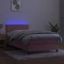 Box spring bed with mattress and LED pink velvet 80x200 cm by vidaXL, Beds and slatted bases - Ref: Foro24-3134374, Price: 27...