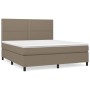 Box spring bed with taupe gray fabric mattress 160x200 cm by vidaXL, Beds and slatted bases - Ref: Foro24-3141709, Price: 589...