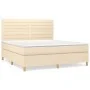 Box spring bed with cream fabric mattress 160x200 cm by vidaXL, Beds and slatted bases - Ref: Foro24-3142430, Price: 586,00 €...