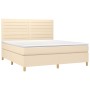 Box spring bed with cream fabric mattress 160x200 cm by vidaXL, Beds and slatted bases - Ref: Foro24-3142430, Price: 600,95 €...
