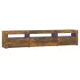 Mueble de TV con luces LED roble ahumado 195x35x40 cm de vidaXL, Muebles TV - Ref: Foro24-3152743, Precio: 129,24 €, Descuent...