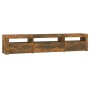 Mueble de TV con luces LED roble ahumado 195x35x40 cm de vidaXL, Muebles TV - Ref: Foro24-3152743, Precio: 137,99 €, Descuent...
