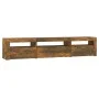 Mueble de TV con luces LED roble ahumado 195x35x40 cm de vidaXL, Muebles TV - Ref: Foro24-3152743, Precio: 129,24 €, Descuent...