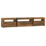Mueble de TV con luces LED roble ahumado 195x35x40 cm de vidaXL, Muebles TV - Ref: Foro24-3152743, Precio: 137,99 €, Descuent...