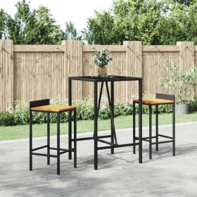 Mesa alta bar ratán PE y superficie vidrio negro 70x70x110 cm de vidaXL, Mesas de jardín - Ref: Foro24-362586, Precio: 116,91...