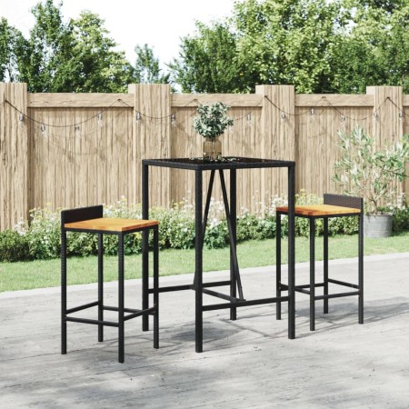 Stehtisch PE Rattan und schwarzes Glas Oberfläche 70x70x110 cm von vidaXL, Gartentische - Ref: Foro24-362586, Preis: 116,91 €...