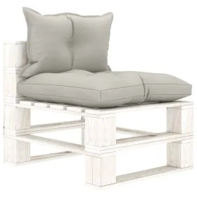 Zentrales Palettensofa für Gartenholz mit taupefarbenen Kissen von vidaXL, Outdoor-Sofas - Ref: Foro24-3052398, Preis: 86,31 ...