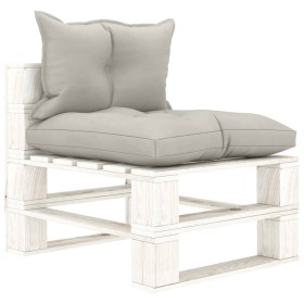 Zentrales Palettensofa für Gartenholz mit taupefarbenen Kissen von vidaXL, Outdoor-Sofas - Ref: Foro24-3052398, Preis: 88,66 ...